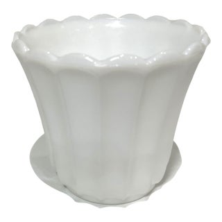 Vintage Milk Glass Flower Pot Vase For Sale