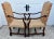 Laneventure Wood Arm Chairs Tudor Style Carved Stretcher Base Vintage Pair For Sale In Philadelphia - Image 6 of 12