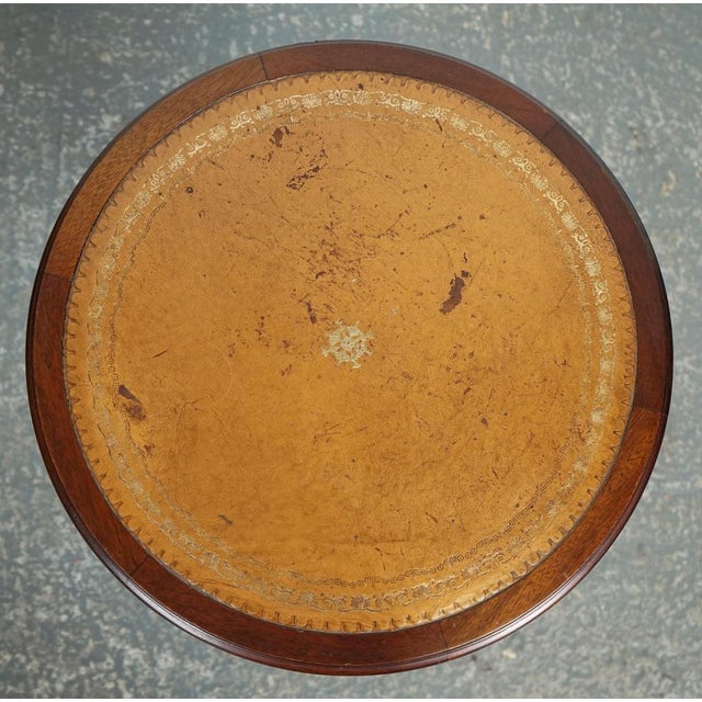 Animal Skin Vintage Side Table with Leather Top For Sale - Image 7 of 12