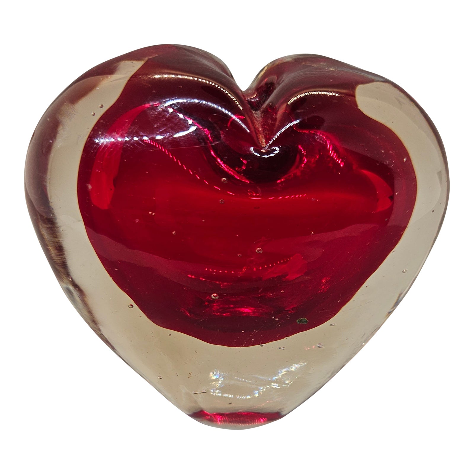 Captured Heart Vase Cased Glass Hearted Vessel Sweetheart Hand Blown Bud Vase Chairish