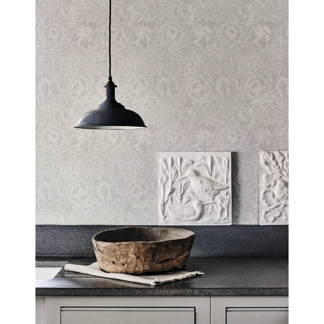English Morris & Co Pure Poppy Wallpaper in Dove/Chalk For Sale - Image 3 of 3