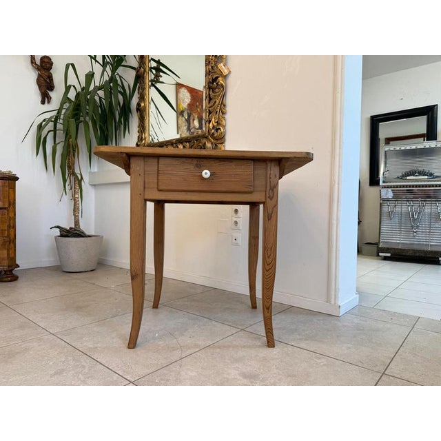 Antique Farmhouse Side Table in Spruce Wood For Sale - Image 9 of 9