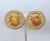 Metal Vintage 1980s Signed Les Bernard Round Goldtone Cabochon Faux-Agate Clip Earrings-2 Pieces For Sale - Image 7 of 12