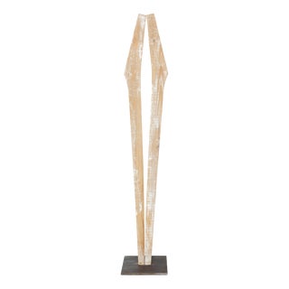 Signes White Sculpture in Natural Wood by Jean-Baptiste Van Den Heede For Sale