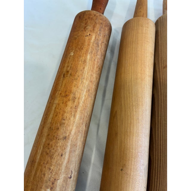 Farmhouse Set of 4 Vintage Wooden Rolling Pins Farmhouse Kitchen Decor For Sale - Image 3 of 8