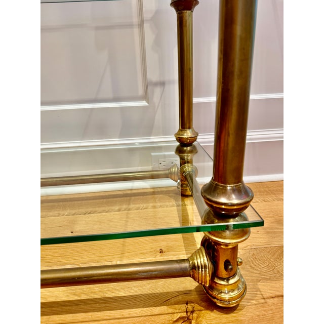 Glass Mid-Century Brass Glass Étagère Bookcase Display For Sale - Image 7 of 17