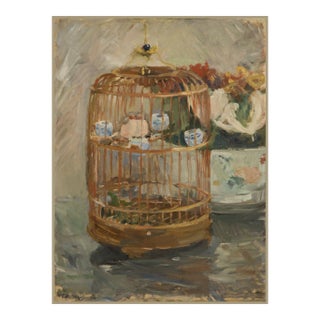 Vintage French Impressionist Art Print – The Cage by Berthe Morisot, 36" X 48" For Sale