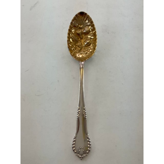 Silver 1980s Silver Berry Spoon Partly Gilt , Chesterfield. For Sale - Image 8 of 14