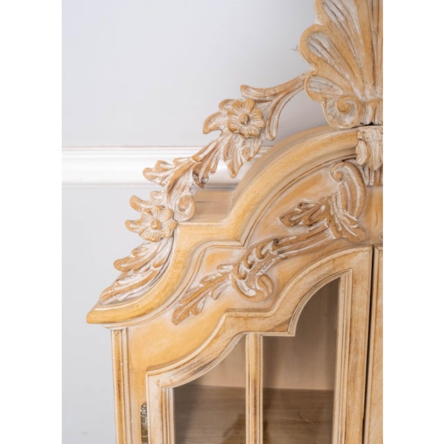 Wood 1970s Italian Style Carved 2 Door Hanging Wall Cabinet For Sale - Image 7 of 17