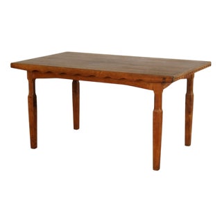 Brutalist Dining Table in Oak by Henning Kjærnulf, 1960s For Sale