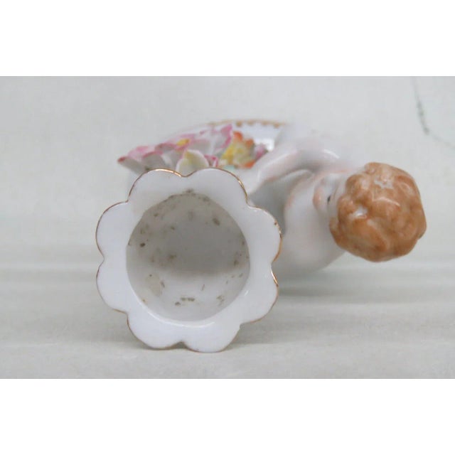 Porcelain Cherub and Flower Figurine Candle Holder For Sale - Image 9 of 11