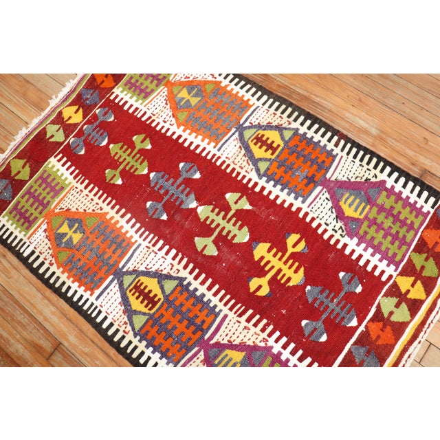 Mid-Century Modern Mid 20th Century Zabihi Collection Turkish Kilim - 2'10" x 4'4" For Sale - Image 3 of 18