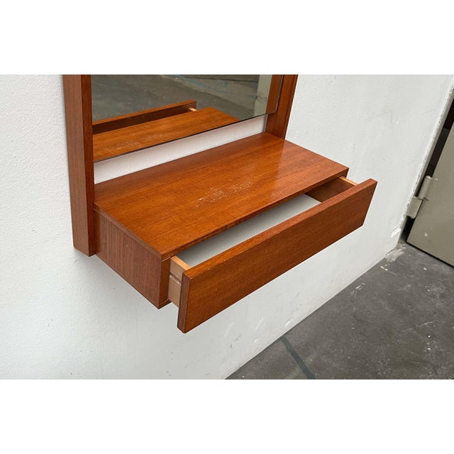Mid-Century Modern Teak Wall Mirror with Drawer, 1960s For Sale - Image 18 of 18