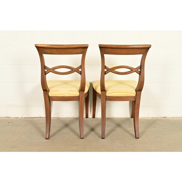 Kindel Furniture Style Regency Carved Walnut Dining Chairs, Set of Four For Sale - Image 11 of 12