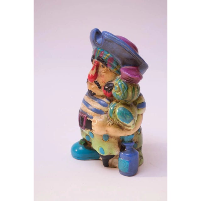 Whimsical 1968 Japanese Boudoir Pets "pirate with parrot" bank crafted in painted paper mache. Wonderful details and...