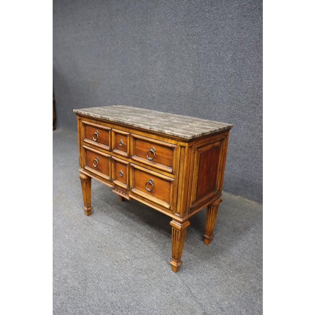 French Ethan Allen Tuscany Collection Marble-Top Chest of Drawers For Sale - Image 3 of 12