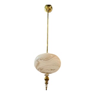 Murano Glass and Brass Globe Pendant For Sale