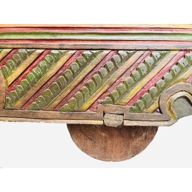 Merchants Chest on Wheels in Carved and Painted Wood For Sale - Image 3 of 11