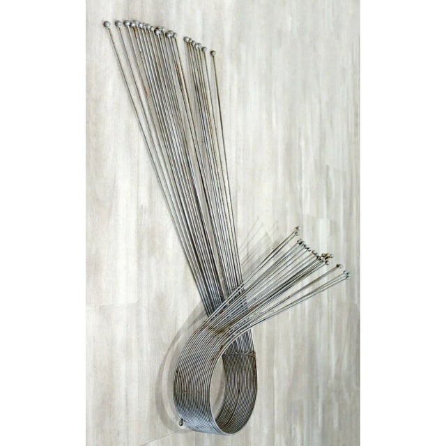 1980s 1980s Modern Curtis Jere Wire Swirl Wall Sculpture with End Cap Ball For Sale - Image 5 of 9