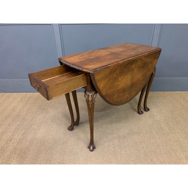 Burr Walnut Drop Flap Table, 1920 For Sale - Image 13 of 15