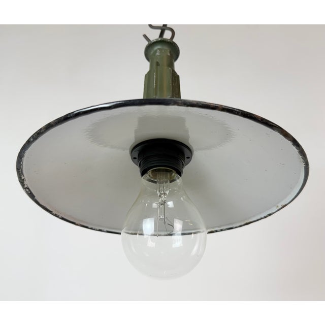 Industrial Blue Enamel Military Pendant Lamp with Cast Aluminium Top, 1960s For Sale - Image 6 of 18