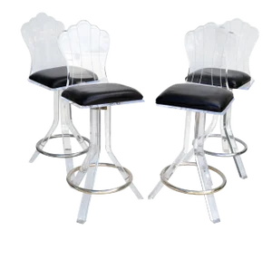 Hill Manufacturers Lucite & Chrome Swivel Bar Stools Mid-Century Modern - Set of 4