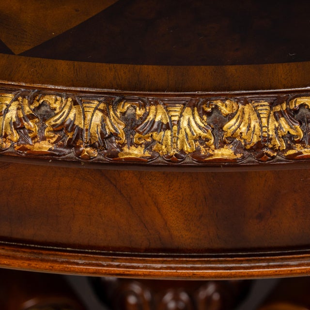 1990s Maitland Smith Spiro Inlaid Mahogany Regency Center Table 41x41" For Sale - Image 11 of 15