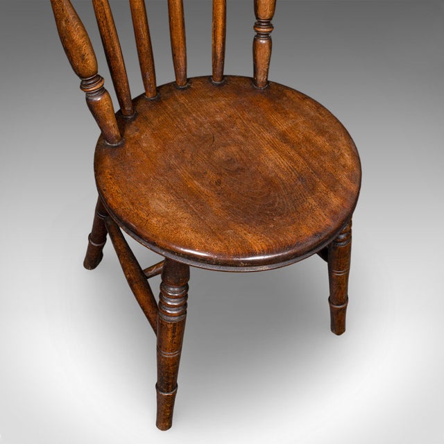 Set of 4 Antique Station Chairs, English Beech Dining Seat, Reception, Edwardian For Sale - Image 11 of 12