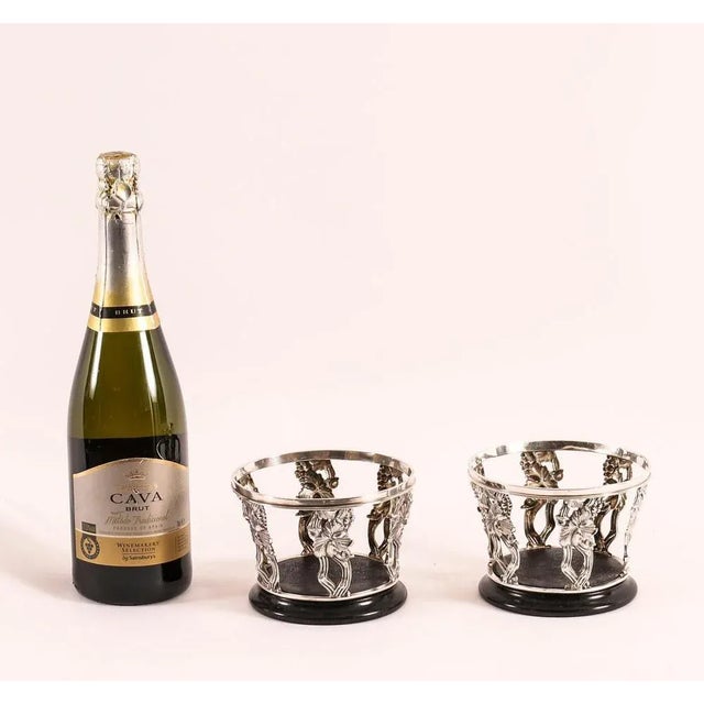 Antique Silver-Plated Wine Bottle Coasters, 1890s, Set of 2 For Sale - Image 10 of 12