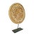 Vintage carved wood medallion from north India on iron display stand. Each unique and sold individually.