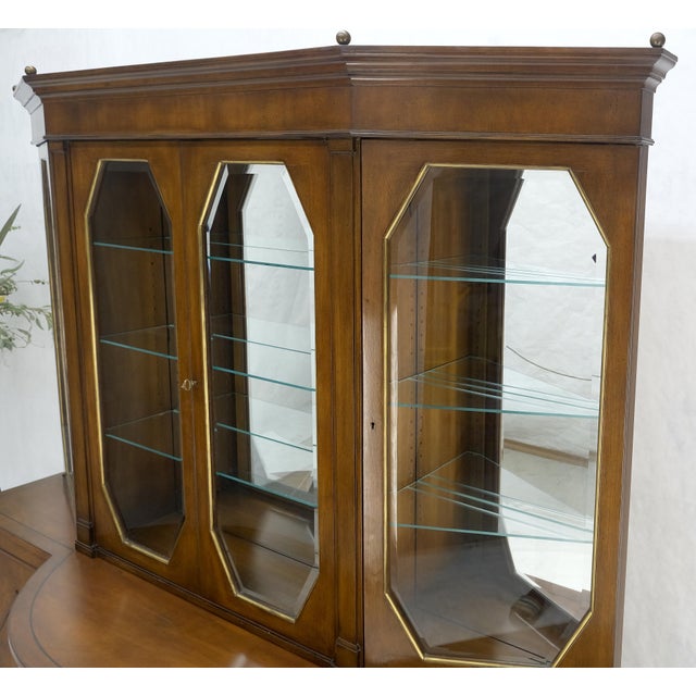 Grosfeld House Demi Lune Shape Front 2 Part Beveled Glass Doors Breakfront MINT For Sale - Image 6 of 12