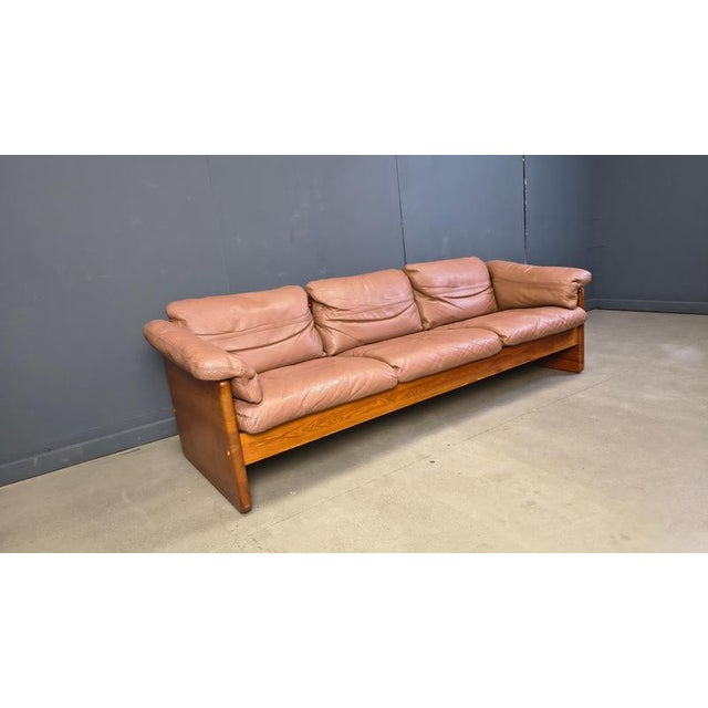 Danish Leather and Teak 3-Seater Sofa from Mikael Laursen, 1970s For Sale - Image 11 of 15
