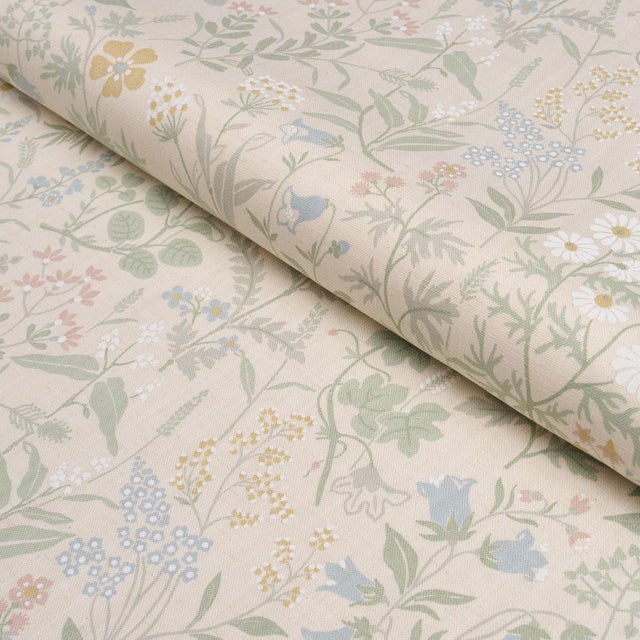 Borastapeter Boråstapeter Flora Fabric In Sand For Sale - Image 4 of 5