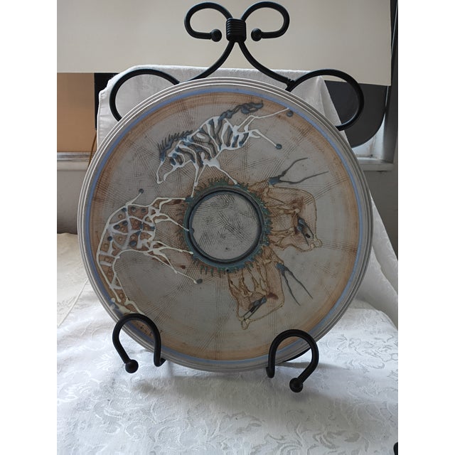 Brown Pristine Vintage Donn Hedman Studio Art Pottery Safari Platter – 10" Slip-Trailed Stoneware For Sale - Image 8 of 14