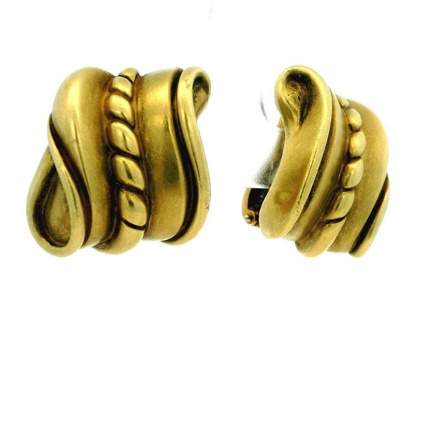 Rare vintage Barry Kieselstein-Cord clip-on earrings from the designer’s retired 1982 Omega Collection. Crafted in...