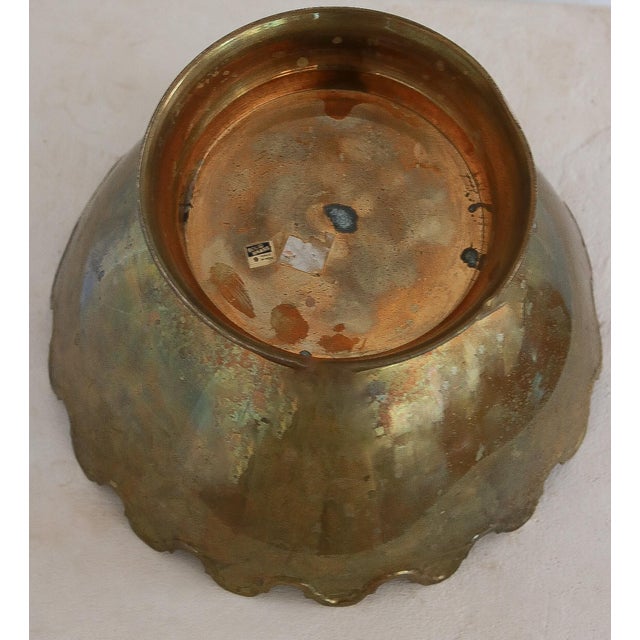 Vintage Solid Brass Scalloped Bowl For Sale - Image 4 of 4