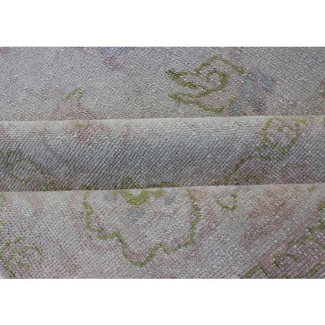 Vintage Turkish Oushak Rug With Pale Ivory Ground and Soft Sage, Blush 6'8 X 9'3 For Sale - Image 11 of 11