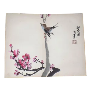 Original Antique Signed Early 20th Century Chinese Watercolor Bird Painting