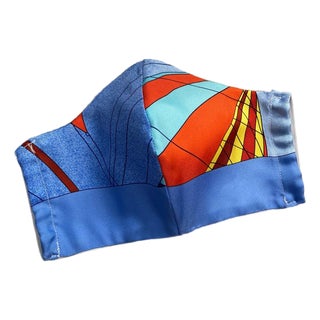 1980s Hermes Les Folies Du Ciel Silk Scarf Face Mask For Sale