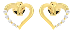 14K Yellow Gold 1/8 Cttw Diamond Journey Heart Hoop Earrings (K-L Color, I1-I2 Clarity) - 2 Pieces