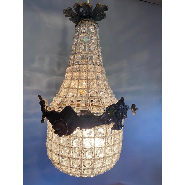 Charcoal 1960s French Louis XVI Charcoal Bronze Chandelier For Sale - Image 8 of 17