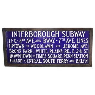 1940s New York City Subway Enameled Sign For Sale