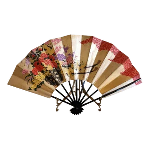 Vintage Hand Painted Asian Folding Fan Doubled Sided