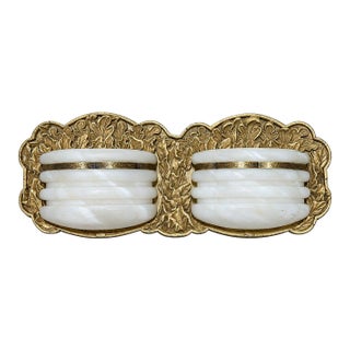 1920s Art Deco White Glass Double Wall Sconce For Sale