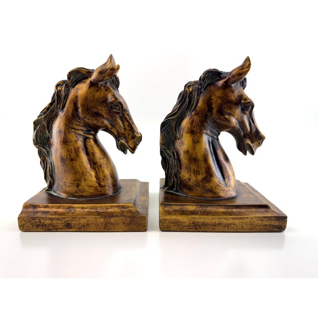 1960s Equestrian Horse Bust Bookends With Antiqued Bronze Finish, a Pair For Sale In Little Rock - Image 6 of 11