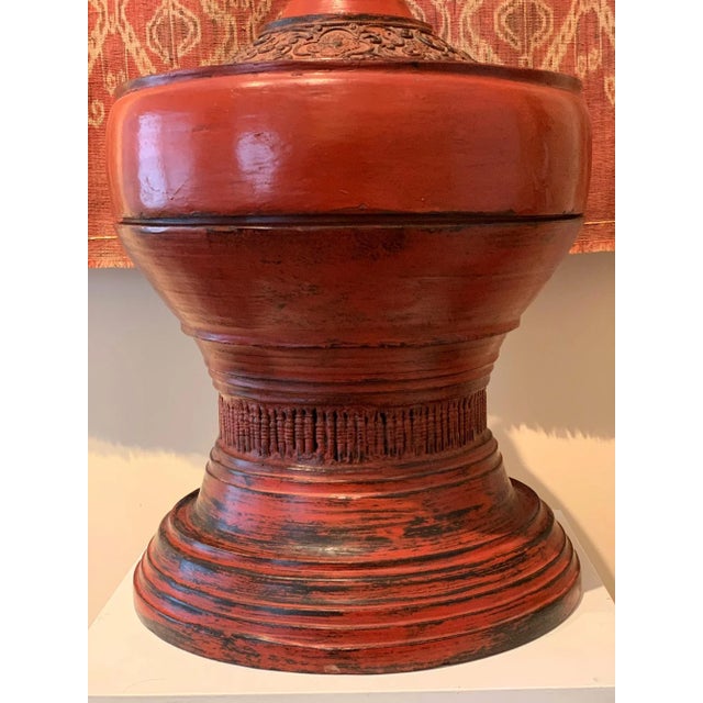 Antique Lacquer Offering Elm Bowl Southeast Asia For Sale - Image 4 of 11