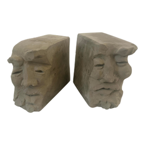 Vintage Pair of Eduardo Strauch Face Bookends