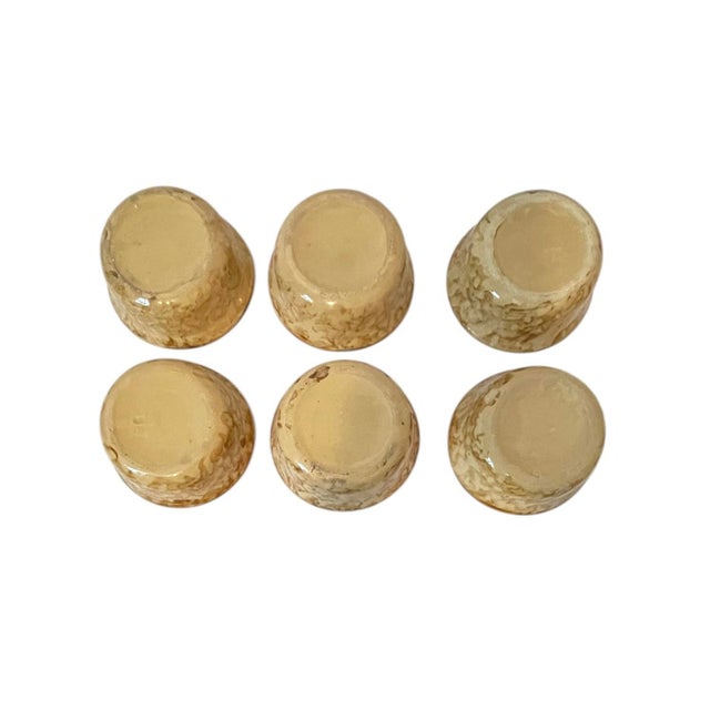 Early 20th Century Six Antique Yellowware Spongeware Oatmeal Cereal Custard Bowls For Sale - Image 5 of 6