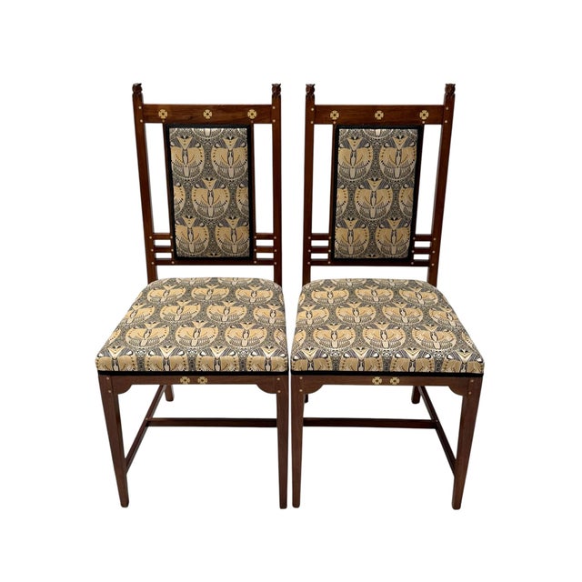 Arts and Crafts Side Chairs by Onder Den Sint Maarten, Walnut, 1900s, Set of 2 For Sale - Image 4 of 6