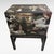 Mid-20th-century Chinese Chinoiserie black lacquer 3-drawer jewelry or collector cabinet set on its custom-fitted elevated...